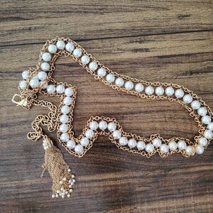 St. John Gold and Pearl Chain Belt